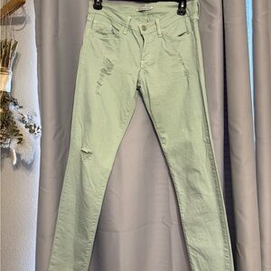 Flying Monkey Light Green Distressed Skinny Jeans